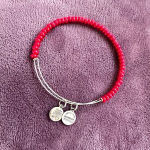 Silver Red Beaded Alex and Ani Bangle